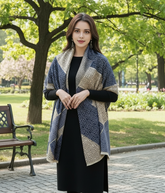 Kaschmirschal 185x65 Damen klassisch Beige Blau S25